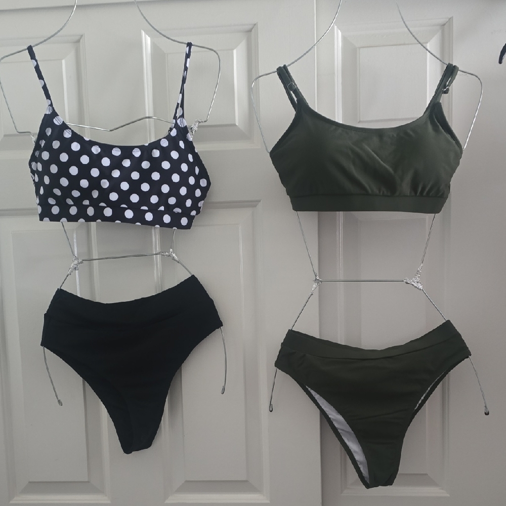 Polka Dot and Olive Green Bikini Set